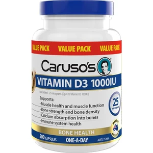 (PRE ORDER) Carusos Vitamin D3 1000IU 500 Capsules shelf life 2yrs