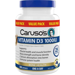 (PRE ORDER) Carusos Vitamin D3 1000IU 500 Capsules shelf life 2yrs