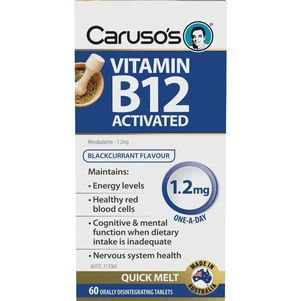 (PRE ORDER) Carusos Vitamin B12 Activated 1200mcg 60 Orally Disintegrating Tablets shelf life 2yrs