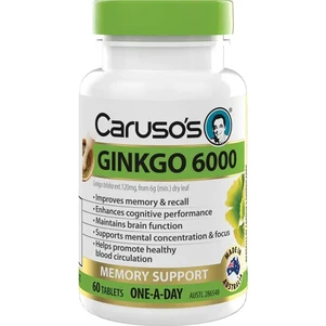 (PRE ORDER) Carusos One a Day Ginkgo 6000 60 Tablets shelf life 2yrs