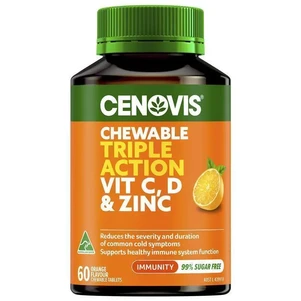 (PRE ORDER) Cenovis Triple Action Vit C D & Zinc 60 Chewable Tablets shelf life 2yrs