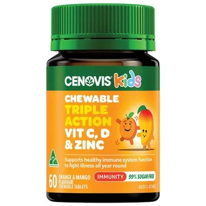 (PRE ORDER) Cenovis Kids Chewable Triple Action C D & Zinc 60 Tablets shelf life 2yrs