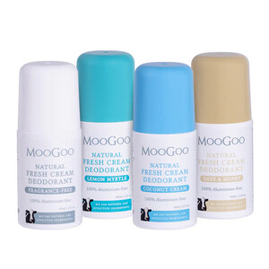 (PRE ORDER) Moogoo Natural Fresh Cream Deodorant - Oats & Honey /Lemon Myrtle / Coconut Cream / Sensitive 60ml shelf life 2yrs