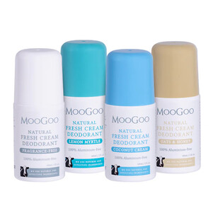(PRE ORDER) Moogoo Natural Fresh Cream Deodorant - Oats & Honey /Lemon Myrtle / Coconut Cream / Sensitive 60ml shelf life 2yrs