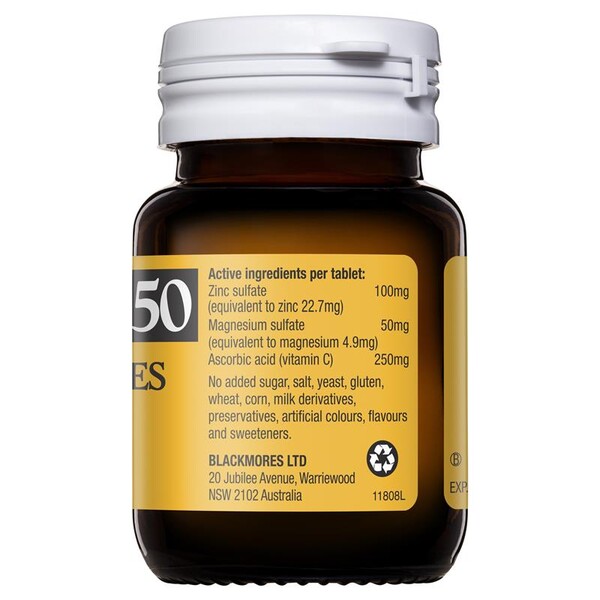 [PRE-ORDER] STRAIGHT FROM AUSTRALIA - Blackmores Zinvit C 250mg Vitamin C Immune Support 50 Tablets