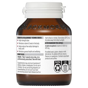 [PRE-ORDER] STRAIGHT FROM AUSTRALIA - Blackmores Vitamin E 1000IU Cholesterol Health 30 Capsules