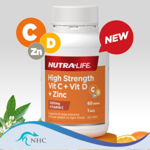 Nutra-Life High Strength Vitamin C 1200mg + Vitamin D + Zinc 60 Tablets Exp 20/05/2025