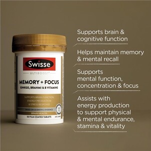 (PRE ORDER) Swisse Ultiboost Memory + Focus 50 Tablets shelf life 2yrs