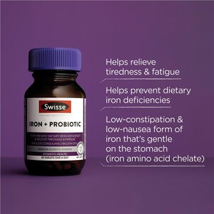 (PRE ORDER) Swisse Iron + Probiotic 30 Tablets shelf life 2yrs